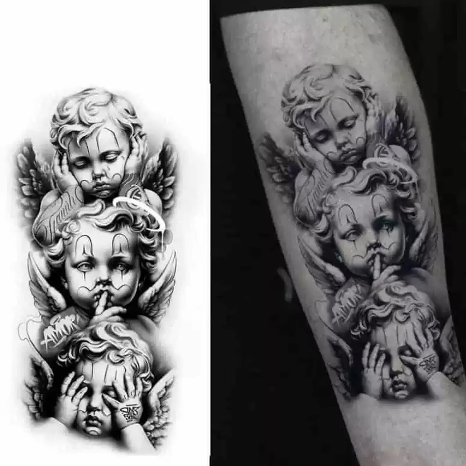 Angel Temporary Tattoo Stickers, Durable Waterproof for One to Two Weeks, Suitable for Arms, Legs, Men and Women, Arm Sleeve Tattoos
