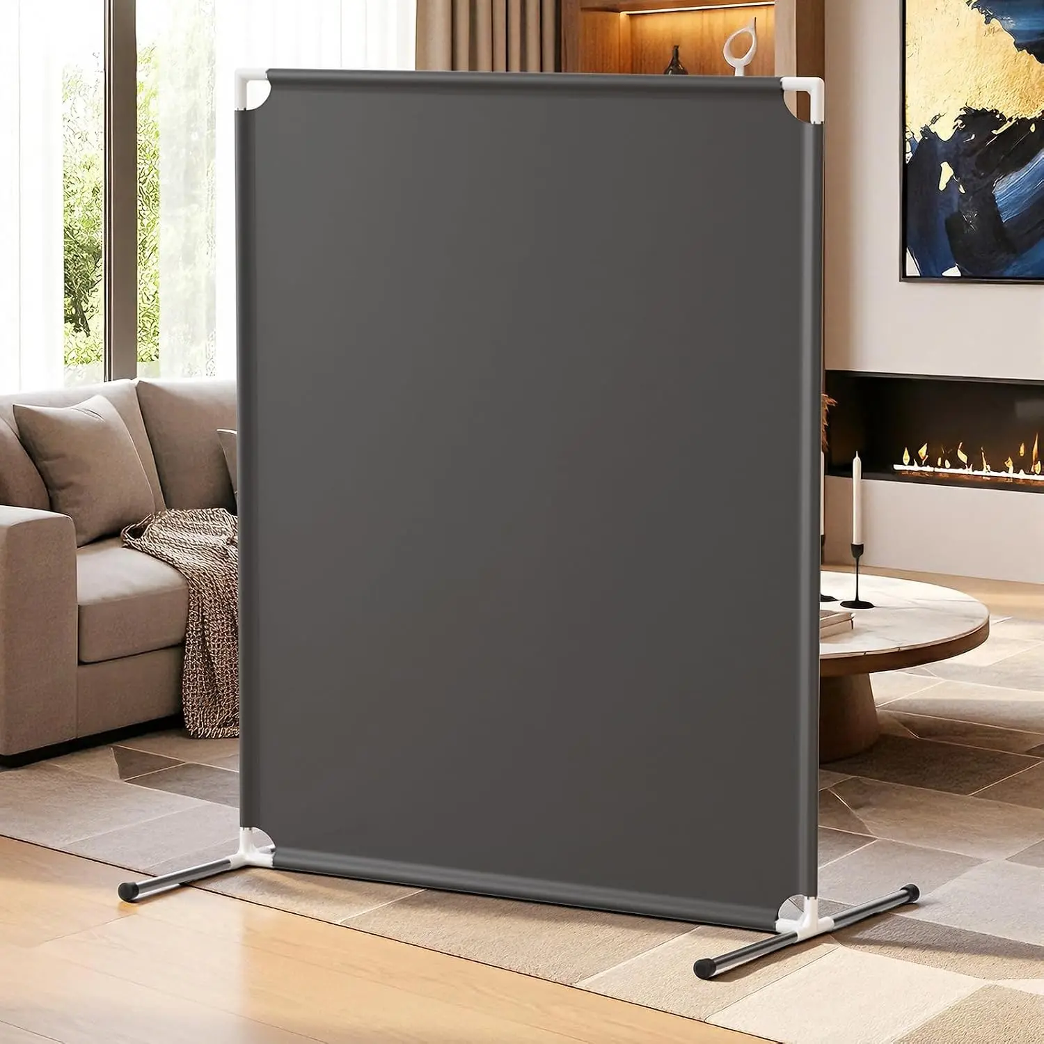 Minimalist Flat Rectangular Single Panel Indoor Furniture Room Divider for Privacy Protection, Grey