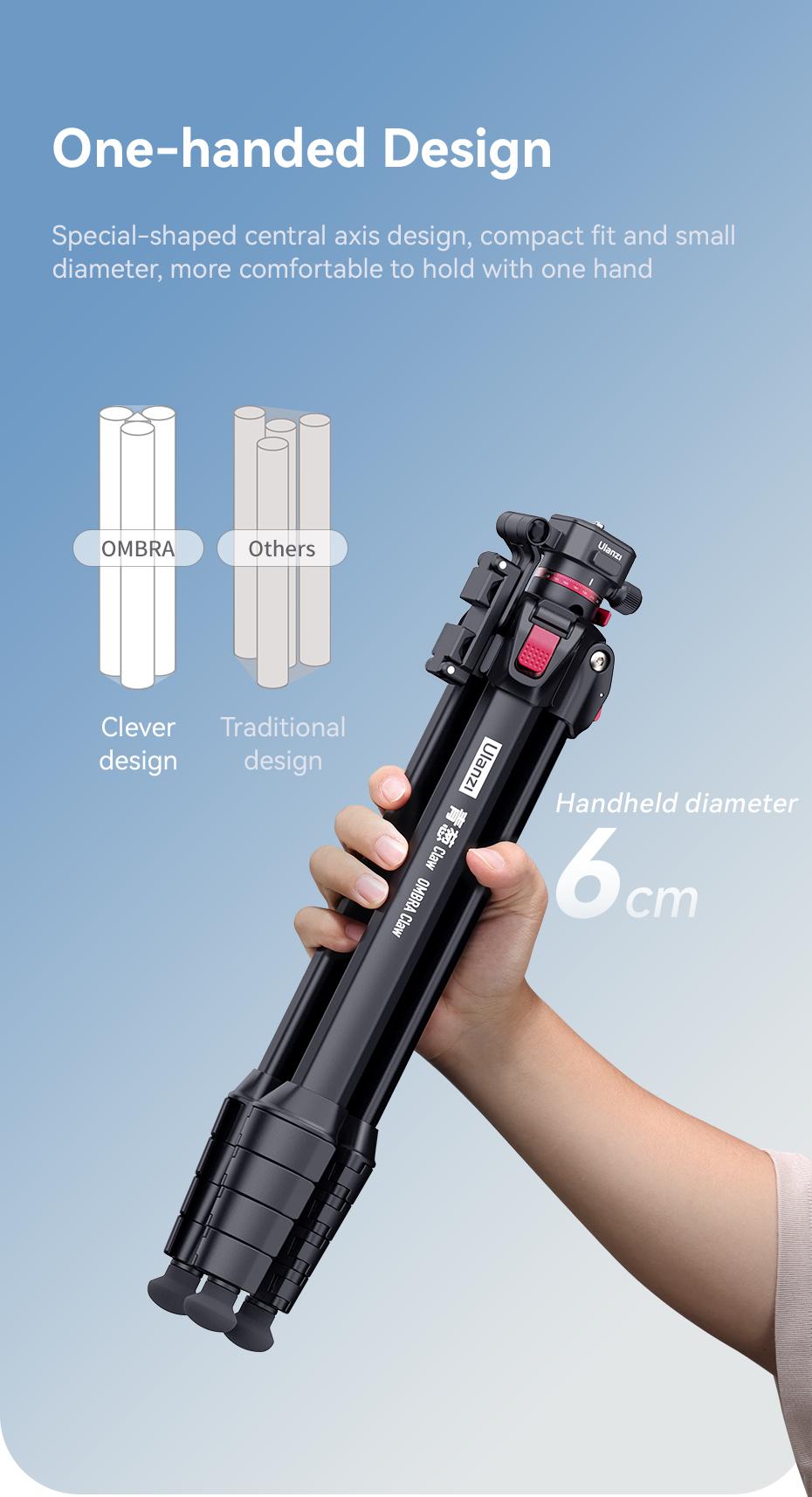 ULANZI Ombra Lightweight Travel Tripod, 59" Professional 5 Section Aluminum Camera Tripod with Claw Super Quick Release Design, for Canon Nikon Sony Cameras DSLR iPhone, Max Load 17lb