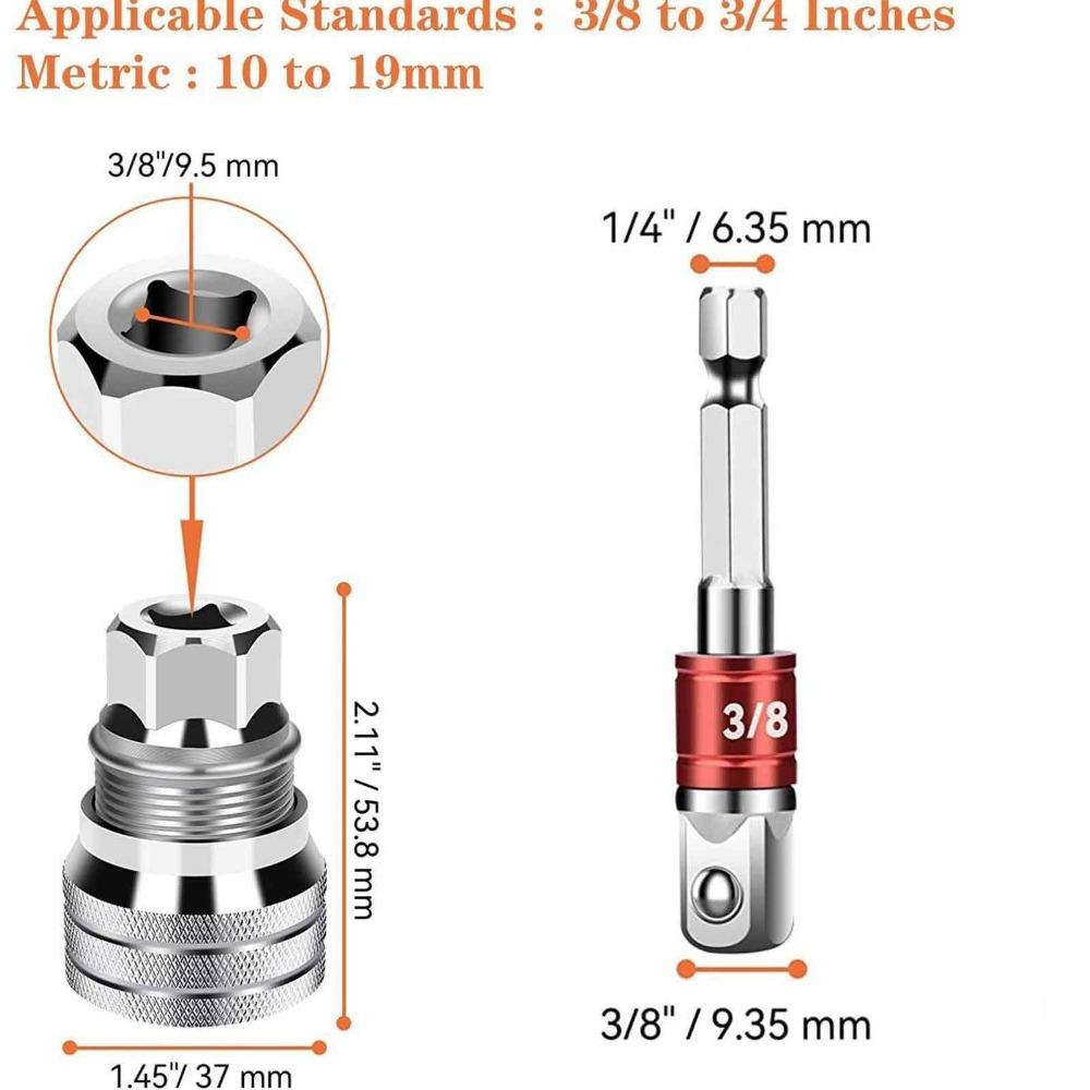 Hex Socket Adapter Set (10–19mm) – Repair Tool for Drill & Wrench-hex socket tool