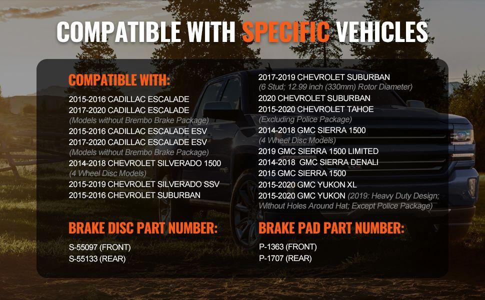 VEVOR Drilled Slotted Front Rear Brake Rotors Pads Kit for Chevy Silverado GMC