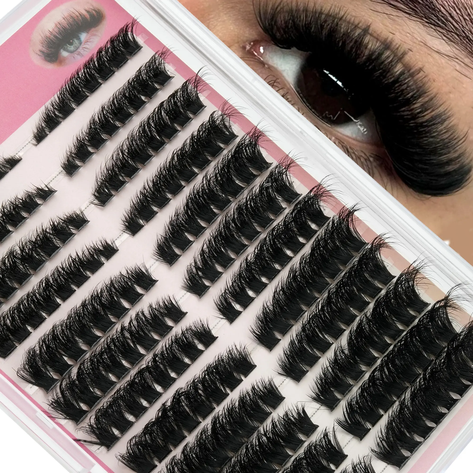 192 Pcs DIY False Lashes, Dense Segmented, Long Fiber Bunches, Soft Wearable, Sexy Eye Makeup, Daily Date, Night Club, Festival Photoshoot