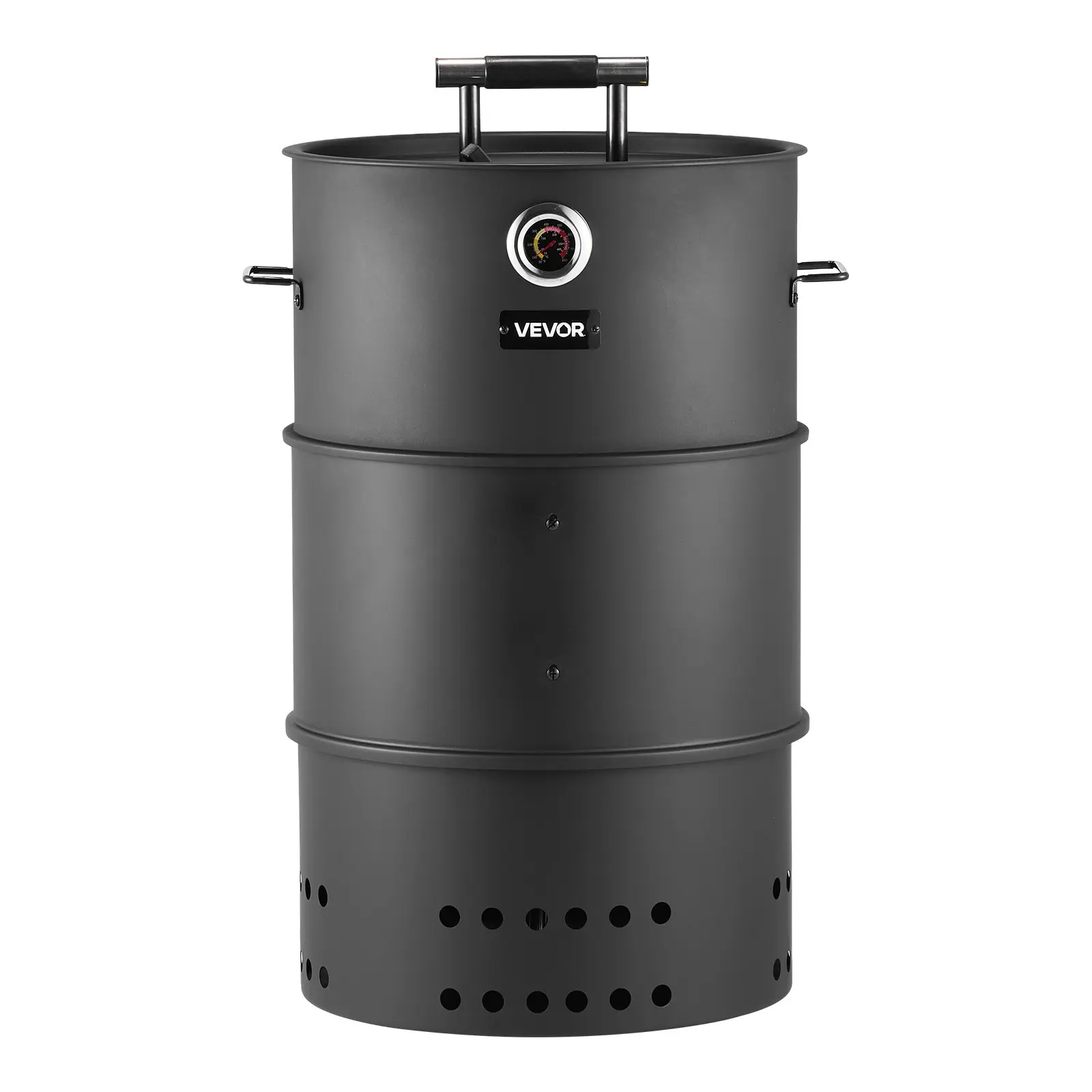 【DealsForYouDays】VEVOR Charcoal Smoker Grill, 18.5" Barrel Charcoal BBQ Smoker, Coated Steel Outdoor Barbecue Grill with 2 Grilling Grates, 1 Hanging Rod, 6 Hooks Thermometer, Ideal for Party Backyard Patio Cooking