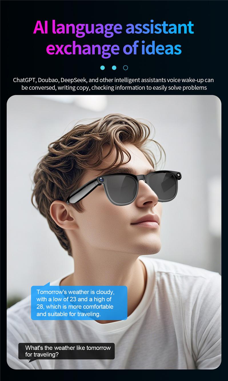 JS-01 Pro Smart Glasses Bluetooth Call Camera Video Recording with Black Tech Notification Wholesale