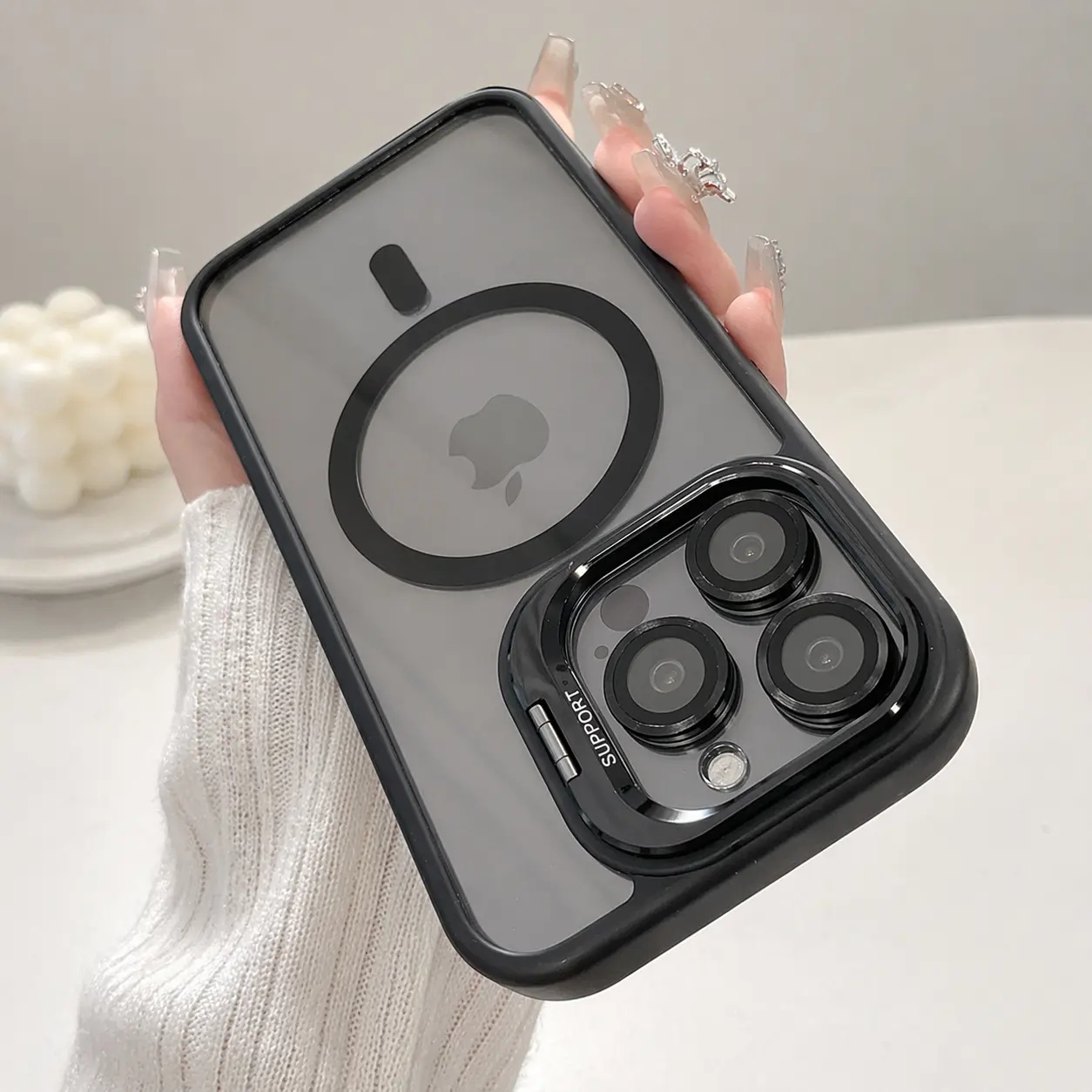 For iPhone 17 16 15 14 13 12 11  Pro ProMax Plus  Air series Magnetic Case,Compatible with MagSafe,Built-in Stand & Camera Lens Protector, Drop Shockproof Clear Acrylic Protective Phone Cover.