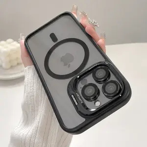 For iPhone 17 16 15 14 13 12 11 Pro ProMax Plus  Air series Magnetic Case,Compatible with MagSafe,Built-in Stand & Camera Lens Protector,Military-Grade Drop Shockproof Clear Acrylic Protective Phone Cover,Festive,Snowman,Dual,Layer