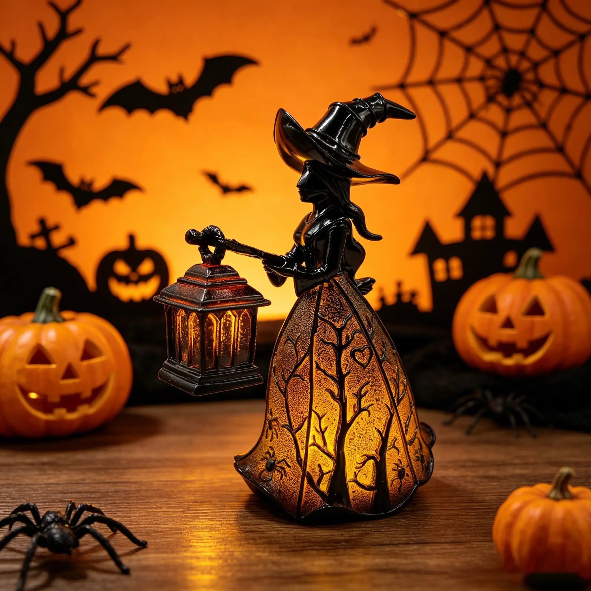 Halloween Witch Light, Gothic Horror Spooky Witch Decoration, Handheld Lighted Lantern, Hat Design, Standing Home Night Lamp, Party Decor, Halloween Gift