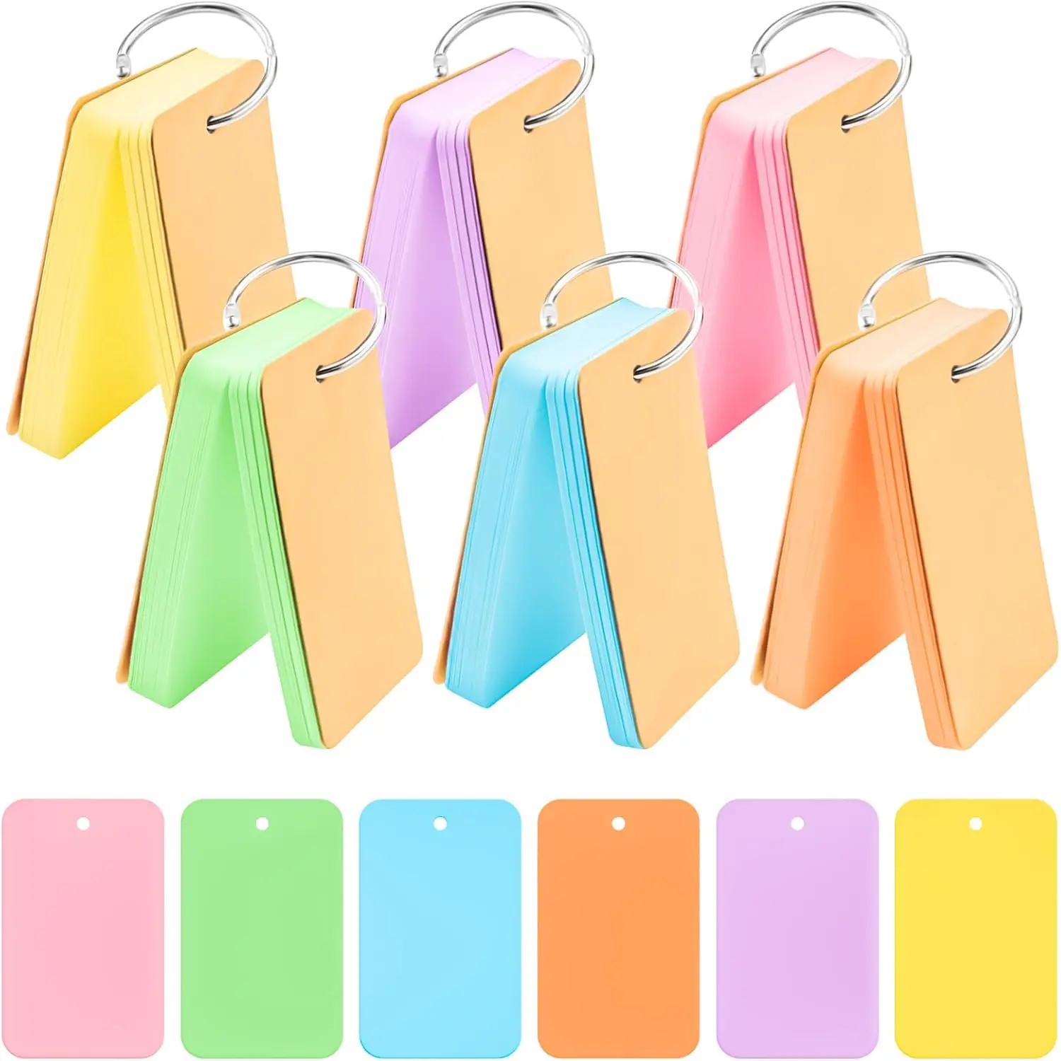 300 count Flash Cards 2 x 3 Inch Index Cards with Ring,Portable Blank Note Card Flashcards,Mini Blank Flash Cards Colorful Note Pad 2 x 3 Index Study Notecards for School Office