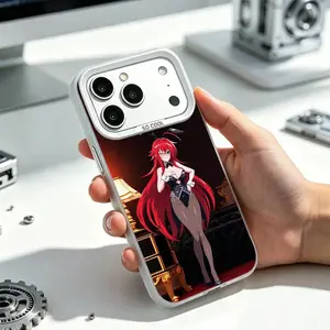 R-Rias Gremory High School DxD Phone Case For iPhone 17,16,15,14,13,12 Plus,Pro Max,XS,White Silver Cover