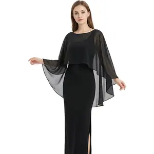 chiffon cape For Women - Elegant shawls for evening dresses Wedding Bridal Cover Up - Lightweight sheer shawl