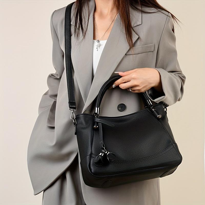 Women's Leather Tote Purses with Adjustable Strap, Classic Western Style Handbag for Work and Travel, Large Capacity Shoulder Bag with Zipper Closure and Durable Polyester Lining SpringStatements