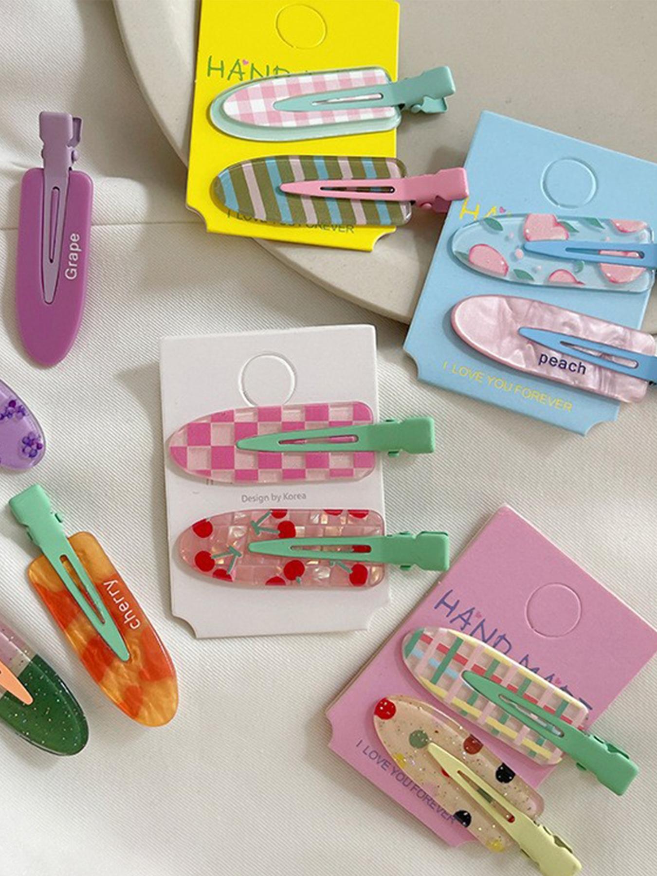 Dopamine Colorful Hair Clips Set, Cute Grape Design, Side Clip & Splitter, Fashion Accessories for Women, Daily Use