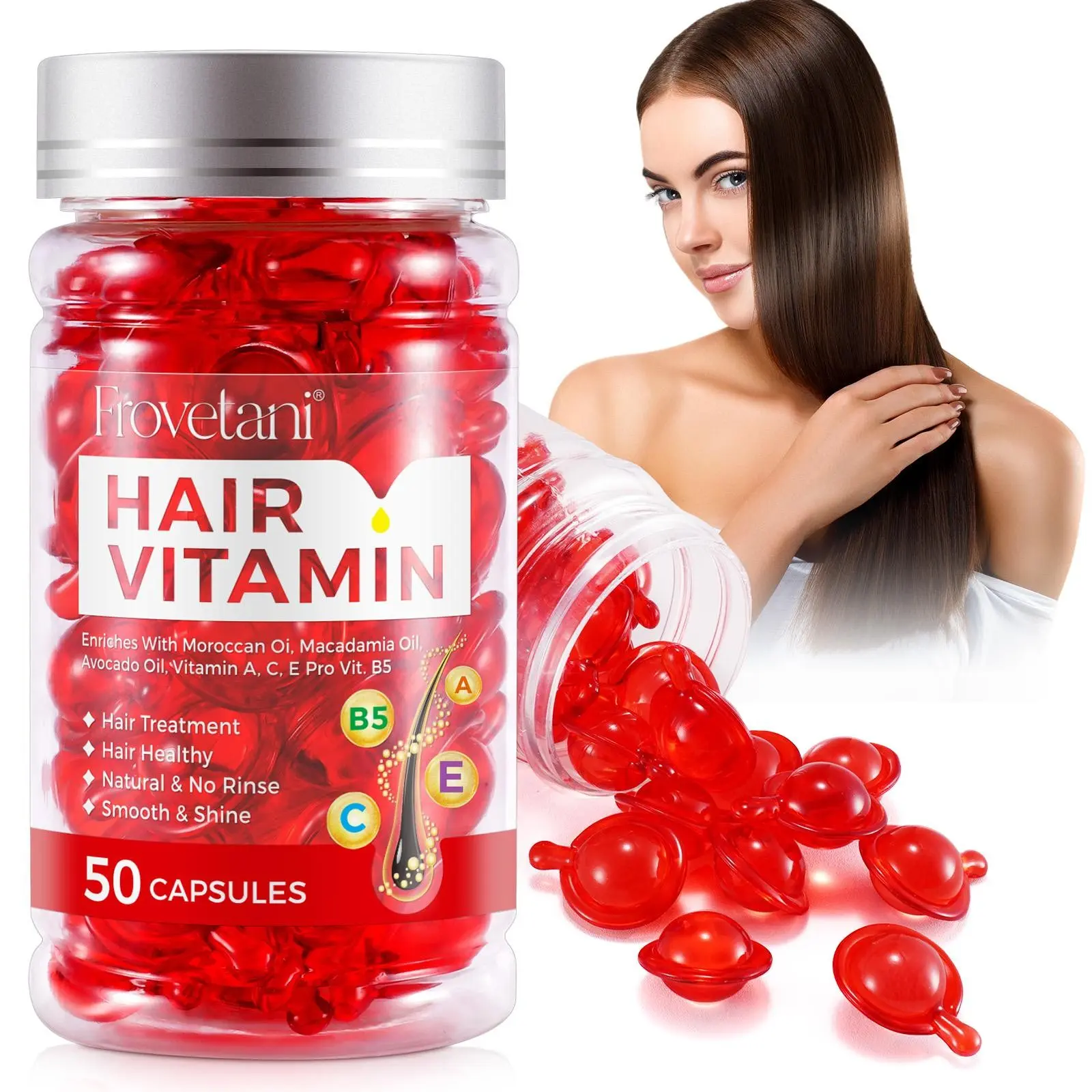 Hair Vitamin Capsules 40 Count, Moroccan Oil, Nourishing, Smooth, Adds Shine, Suitable for All Hair Types, Hair Care Supplement
