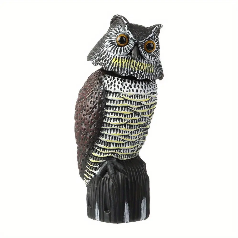 Realistic Rotating Owl Dummy for Garden, Outdoor Bird Repellent Sculpture, Pest Control Device, Plastic Eagle Scarecrow, Natural Enemy for Pigs