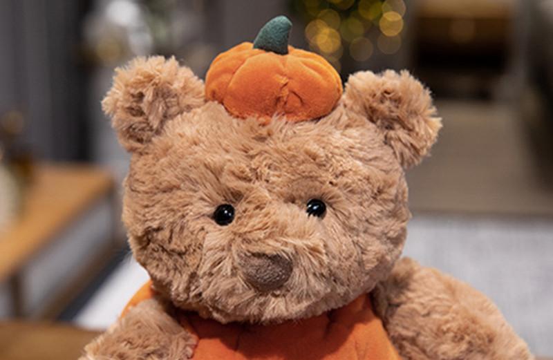 30cm Cute Creative Bear Pumpkin Wearing Suit Can Take Off Stuffed Lovely Bear Halloween Celebration Birthday Holiday Gift