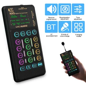 Portable microphone kit, audio mixer, handheld plug-in sound card device, portable voice changer and noise reduction, for podcasting, broadcasting, daily life,, recording, gaming with family and friends, great gift choice, suitable for mobile phones, comp