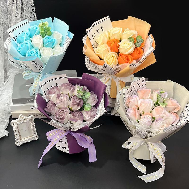 Artificial Rose Flower Bouquet, Artificial Roses Bouquet, Artificial Flower Arrangements, Wedding Bouquet, Gifts for Girlfriend, Teacher Gifts, Graduation Gifts, Home Decor