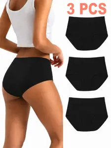 Leakproof Period Underwear 3 Pack High Waist Cotton Panties for Women | Anti Leak Absorbent Breathable Washable Incontinence Briefs