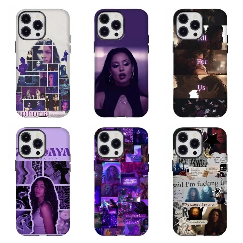 Custom Euphoria Fan Gift Polycarbonate Smartphone Case - Zendaya & Maddy Collage, Rue & Jules Quote, Wireless Charging Compatible, Resistance & Protection Accessory for iPhone 11-17,for Samsung S21-S25