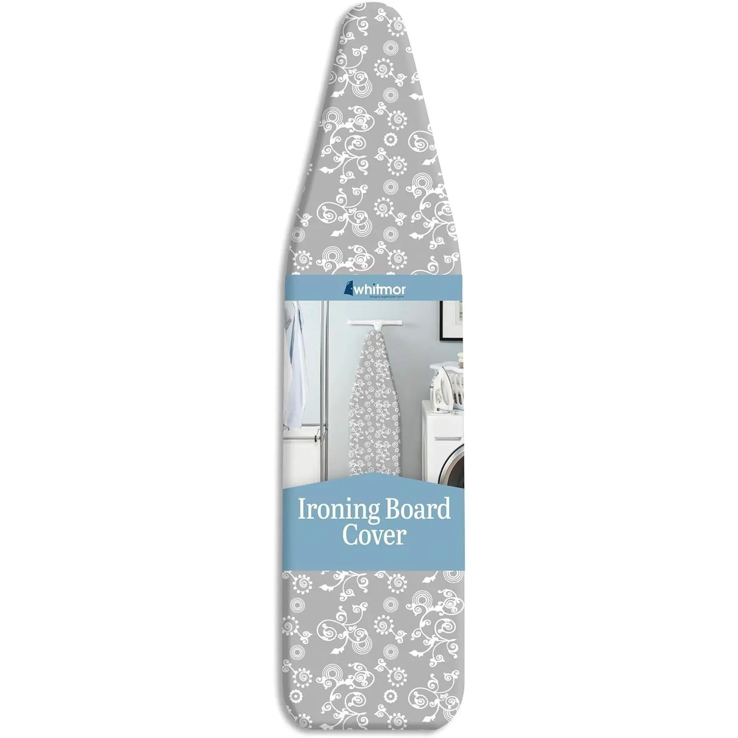 Deluxe Ironing Board Cover and Pad, 100% Cotton Iron Board Replacement Cover with Heat-Resistant Surface, Fit for 54" L x 15" W Ironing Boards, (Ironing board not included) - Grey Swirl