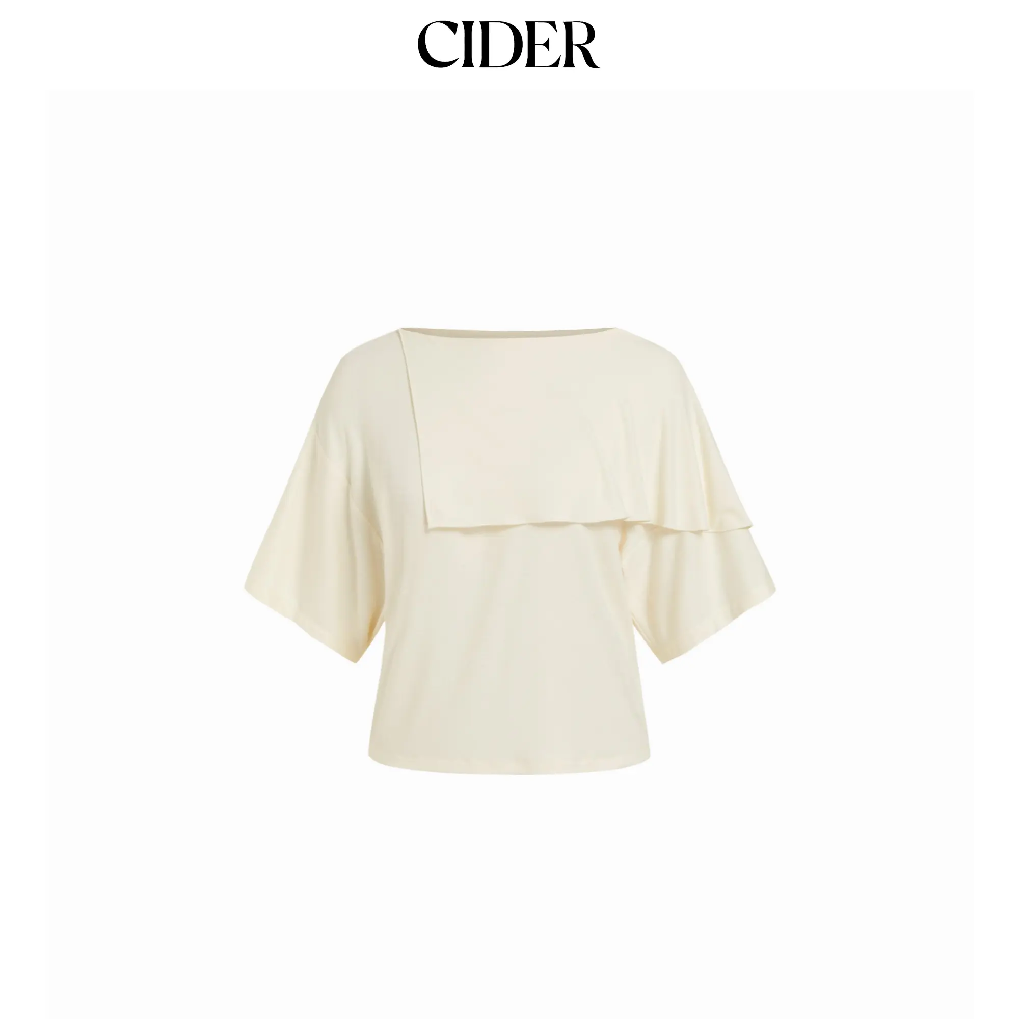 Cider Boat Neck Asymmetrical Draped Short Sleeve Tee SummerFinds