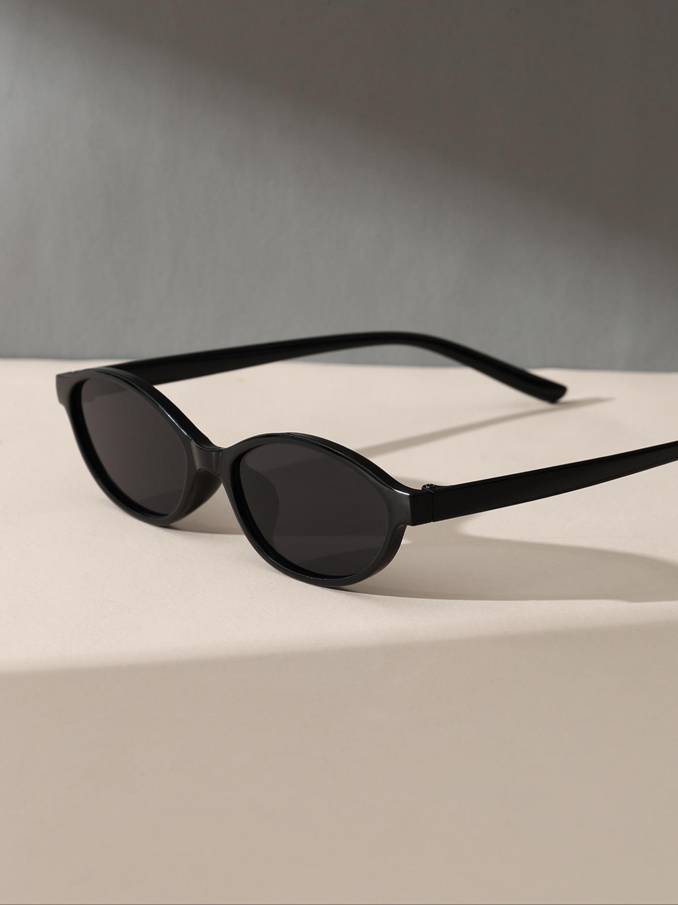 Women's Vintage Oval Frame Sunglasses, Classic Oval Sunglasses, Trendy Casual Sunglasses for Everyday Use, Fashion Accessories for Outdoor Activities