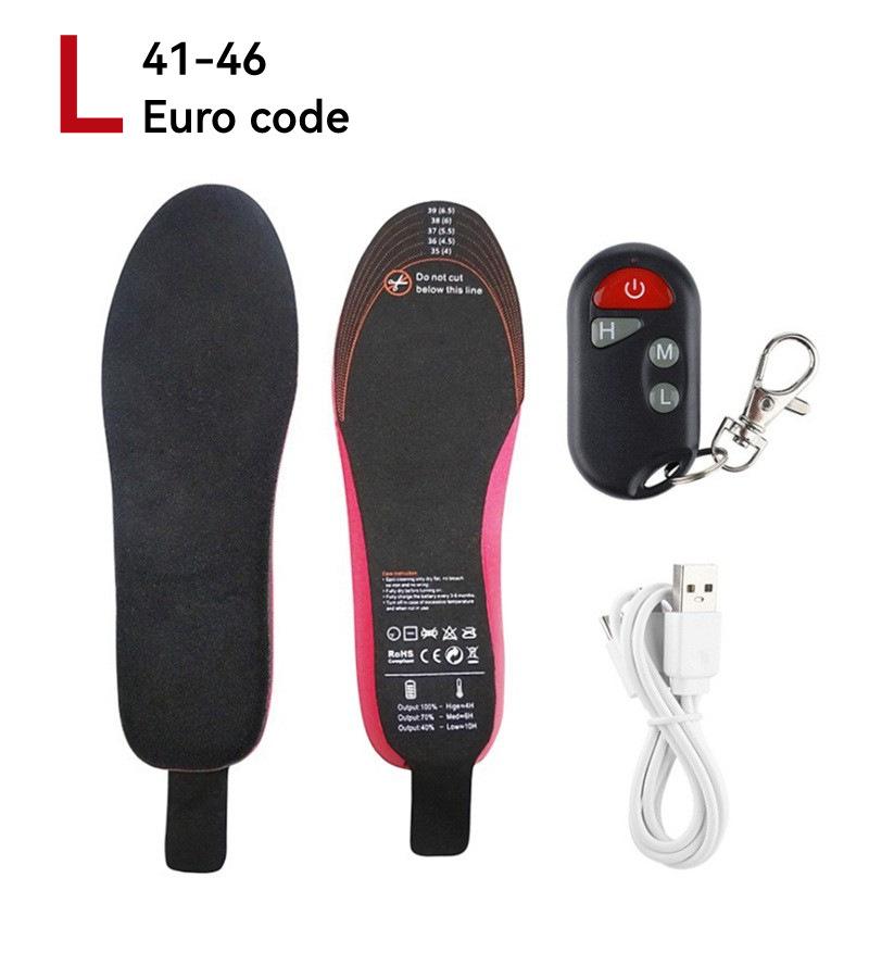Remote control three-speed electric heating insole USB charging heating insole winter ski warm insole foot warm treasure Black