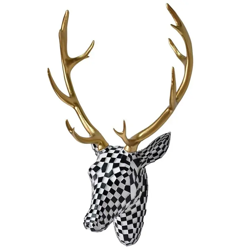 Modern Luxury Wall-Mounted Deer Head Statue, Animal Decor Hanging Ornament, Decorative Hanging Piece, Festive Decoration, Christmas Thanksgiving New Year Home Art Wall Decoration