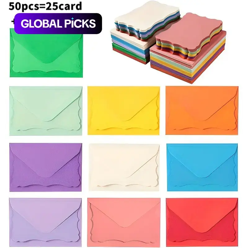 25 Envelopes + 25 Blank Cards, Mini Self-Adhesive Envelopes, Multiple Colors, Happy Holidays Cards With Envelopes, Perfect for Birthday, Christmas, Thanksgiving, Anniversary Invitations #GLOBAL PICKS