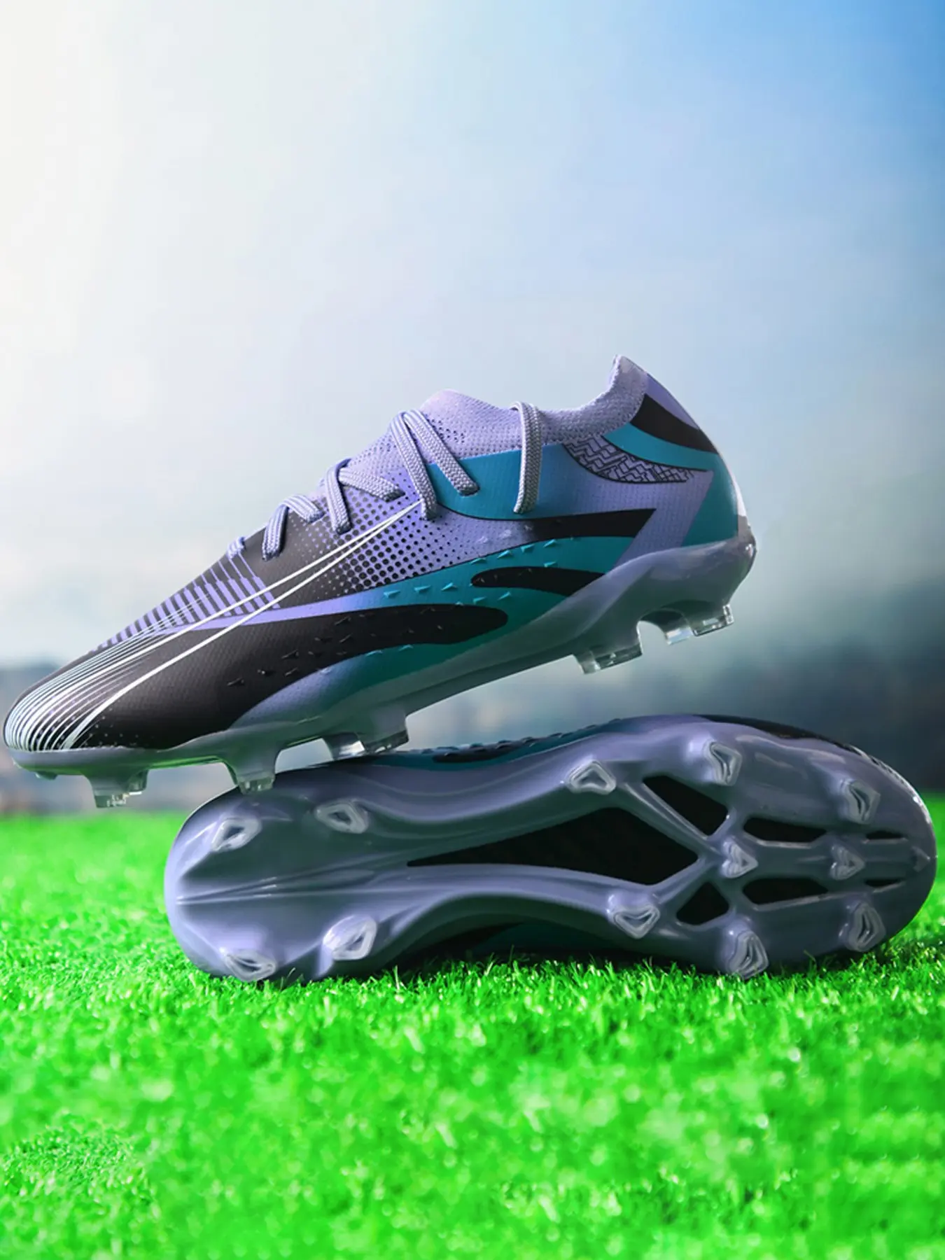 Professional Breathable Soccer Shoes Fg/ag Long Nails Artificial Grass, Anti-Slip Sporty Sneakers for All Seasons, Durable Outdoor Indoor Football Boots Soccer Cleats