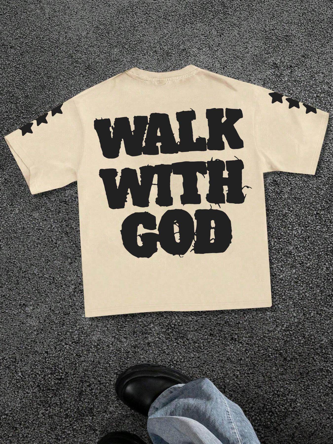 Men's Star & Letter Print Round Neck Tee, Regular Fit Casual Short Sleeve Crew Neck T-Shirt for Summer, Fashion Men's Top for Daily Wear, Casual Style Tee