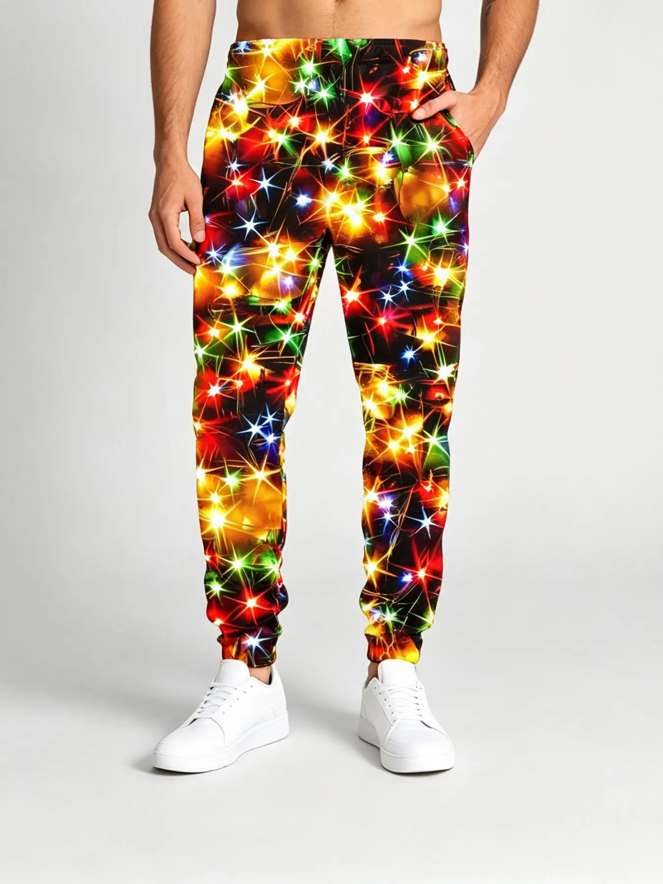 Men's Boho Sweatpants with All over Print, Loose-Fitting Night Outwear, Trendy Spring & Fall Style, Perfect for Young Adults