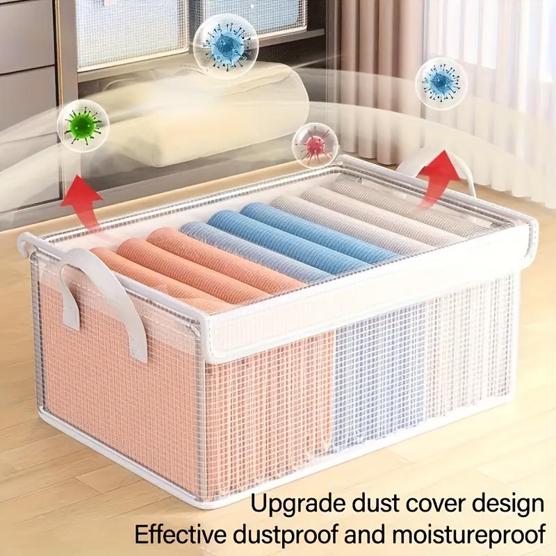 3pcs Foldable PVC Storage Boxes in L/XL Size, Featuring Dustproof Lids, Robust Galvanized Steel Frame, And Handle Design, Ideal for Use in Bedrooms, Wardrobes, Travel, And Under-Bed Storage