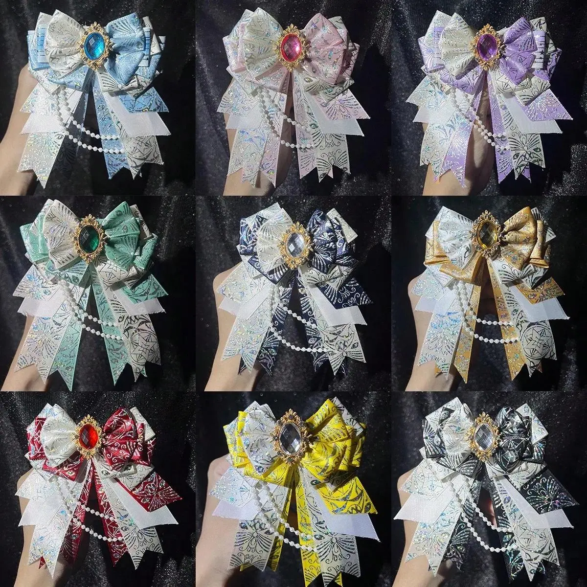 15 Colors Cute Bow Tie Brooch Handmade DIY Decor Pendant for Lolita Cosplay Anime Idol Fans
