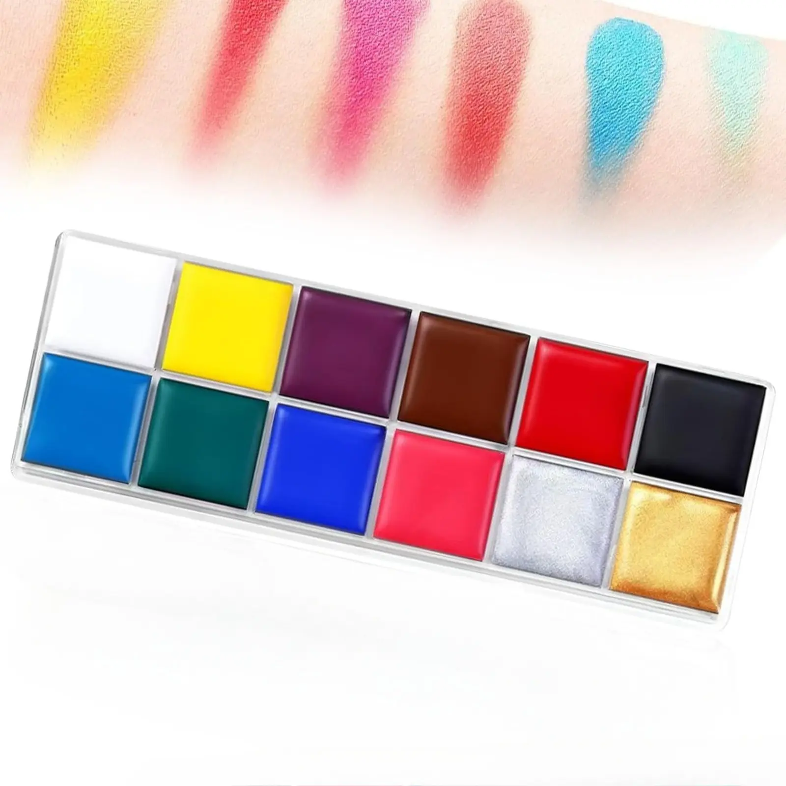 Face and Body Paint Kit, Professional Face Painting Tool, 12-Color Oil-Based Paint Palette, Halloween Special Effects Costume Adult Full Body Makeup, Cosmetic Paint, Body Art (12 COLORS)