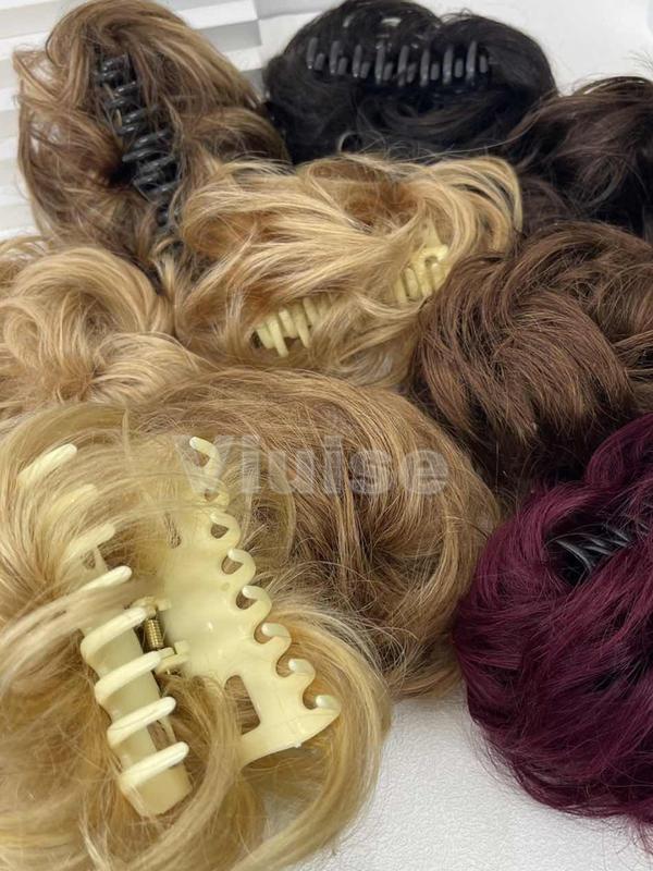 Real Human Hair Claw Chignon Messy Bun Claw Clip Hair Piece Wavy Curly Hair Bun Ponytail Extensions for Women Blonde Hair Ponytail Brown Ponytail Hair Daily Hair Buns Add Volume For Women