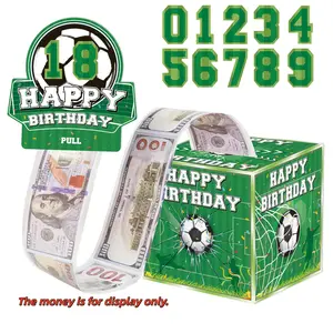 1 Set Soccer Theme Pull Money Gift Box, Surprise Cash Draw Box with 50 Bags, Custom Numbers Ideal for 2026 North America Football Fan Party, Birthday & Team Celebration Gifts