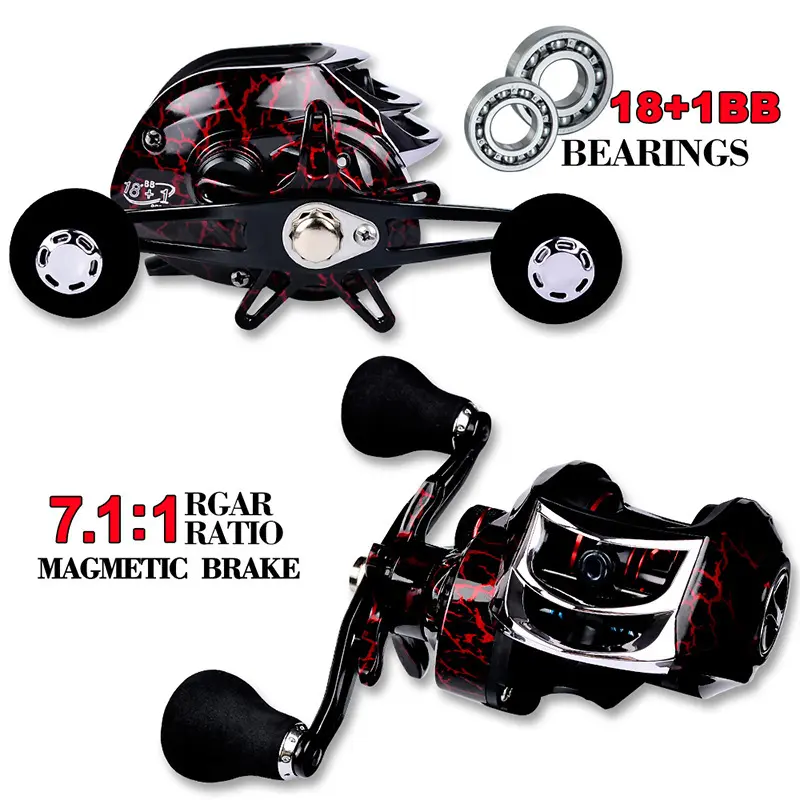 DeepJaw Outfitters 7.2:1 Ratio BFS Low Profile Baitcasting Reel - Crack Texture Finish, Micro Lure-Specific Long Cast Baitcaster for Freshwater Trout & Snakehead Stream Angling