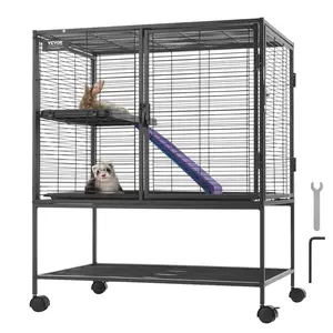 【DealsForYouDays】【DealsForYouDays】VEVOR 36" Rolling Metal Ferret Cage, Large 2-Tier Cage, Small Animal Cage with Ramps Tray, Easy to Set up for Pet Rats, Hamster, Guinea Pig, Chinchilla, Squirrel, Hedgehogs, Bunny