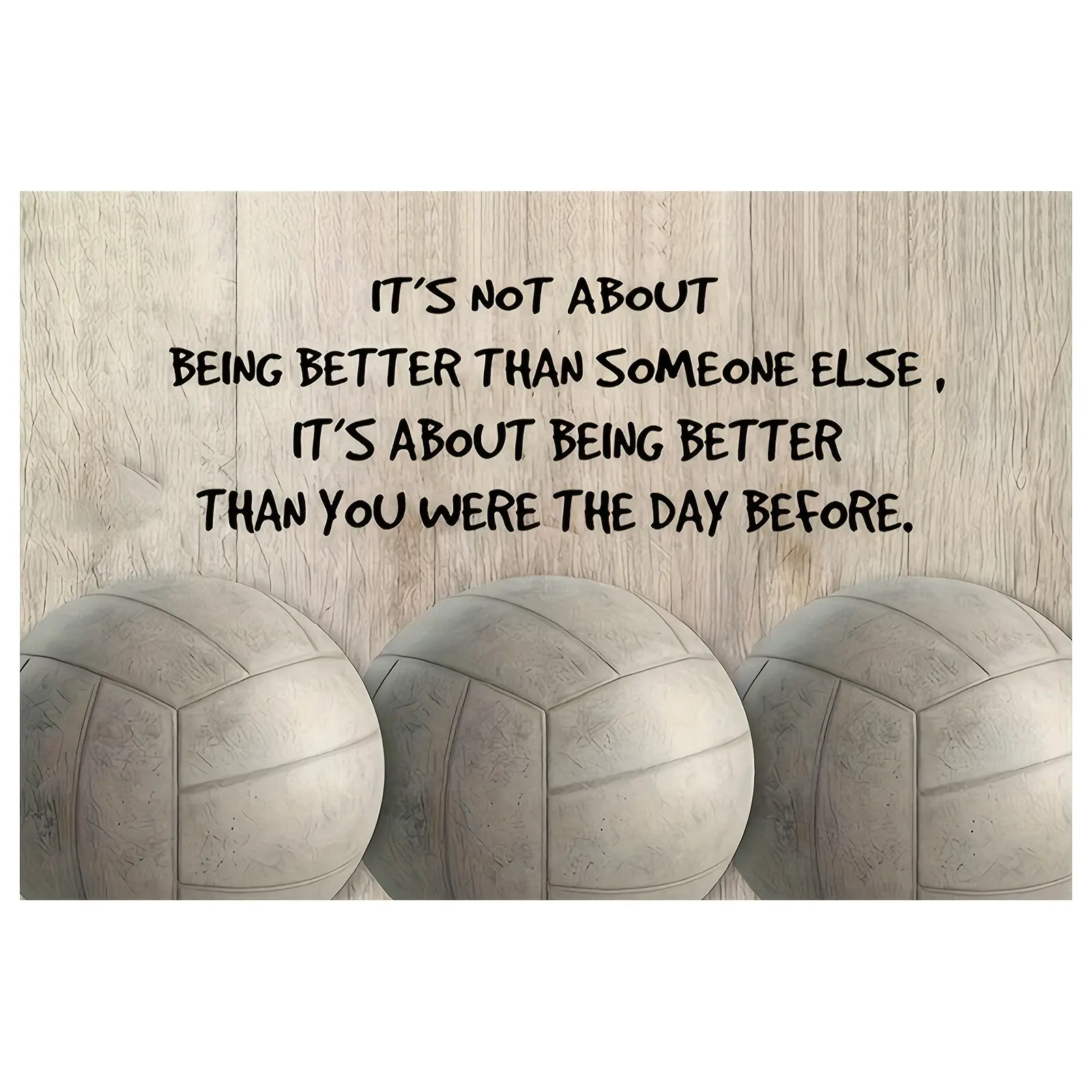 1-Piece Multi-Size Volleyball Themed Plaid Houndstooth Wood Frame Canvas Print, Inspirational Wall Art with "Being different from others doesn't matter" Quote, Home Decor Gift for Sports Fans (Valentine's Day, Father's Day)