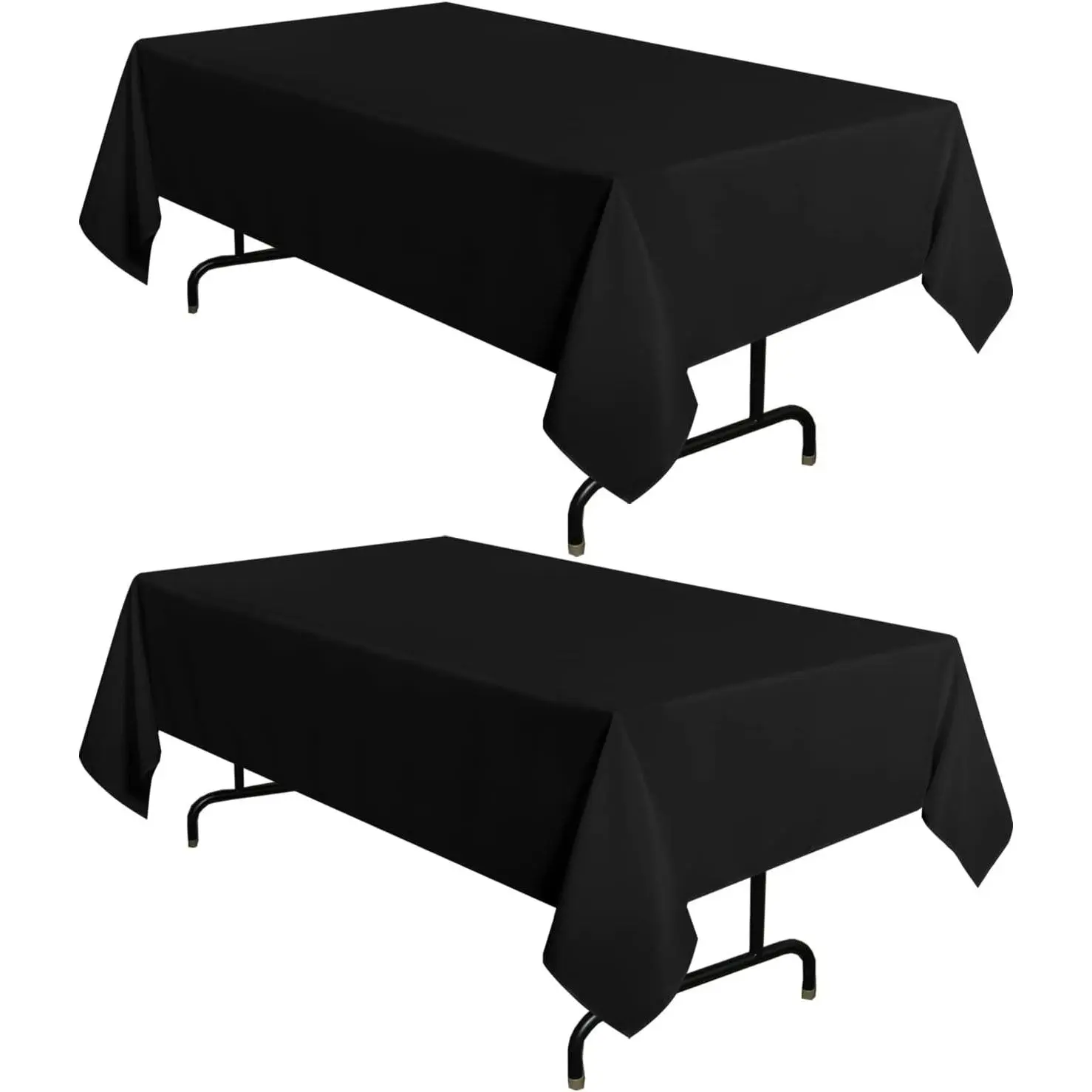 2 Pack Black Tablecloth 60 x 120 Inch, Rectangle 8 Feet Table Cloth - Stain and Wrinkle Resistant Washable Polyester Table Cover for Dining Tables, Buffet Parties and Camping