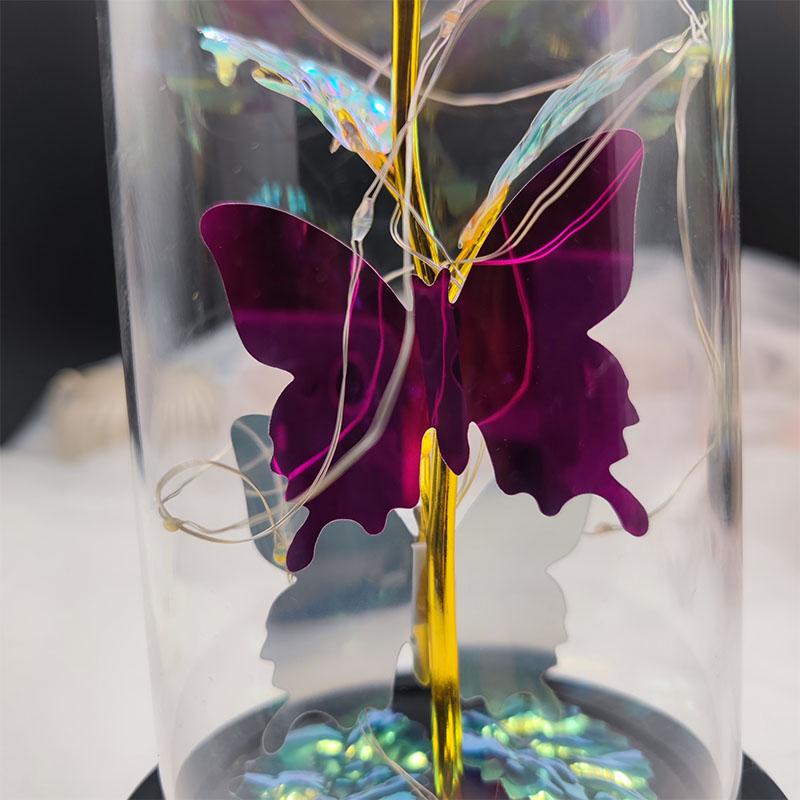 Artificial Flower Decoration for Dressers, 1 Count Sweet Furniture Glowing Glass Dome Flower for Home Decor, Romantic Decorative Flower for Home & Party