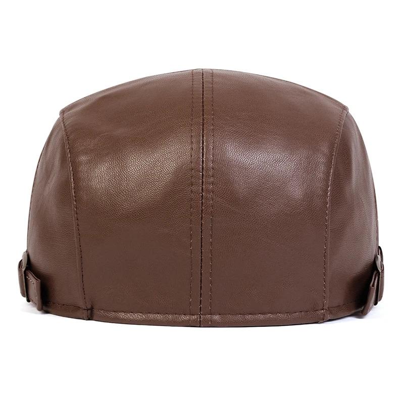 Men Retro 1985 Pu Leather Newsboy Caps British Painters Hats Spring Autumn Side Adjustable Flat Cap Hip Hop Berets