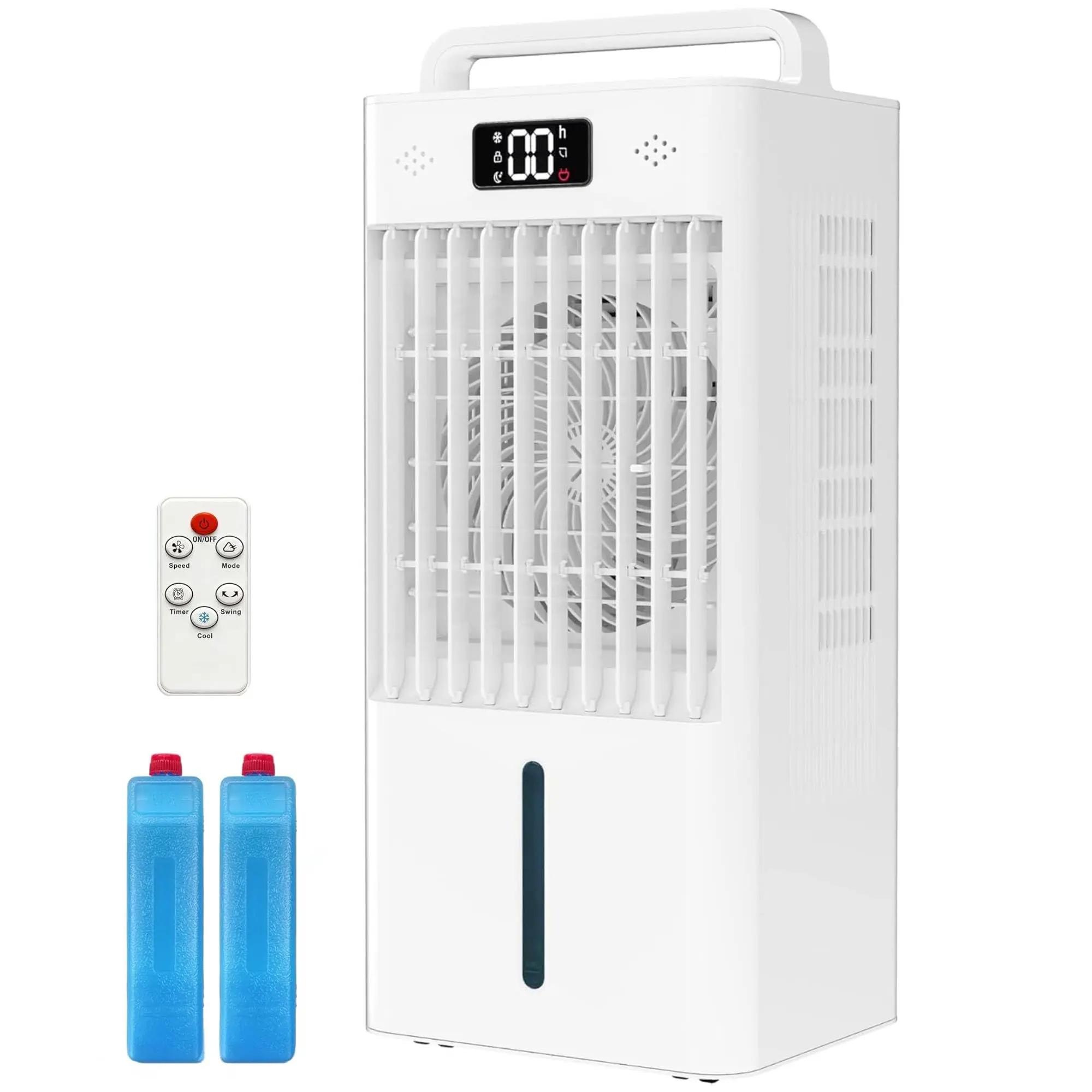 10L (2.6 Gal) Evaporative Air Cooler with Remote Control. Portable Swamp Cooler for Large Room. 3 Wind Speeds & 12H Timer. Quiet Cooling Tower Fan with 3 Modes for Bedroom. Dorm. 120V 45W