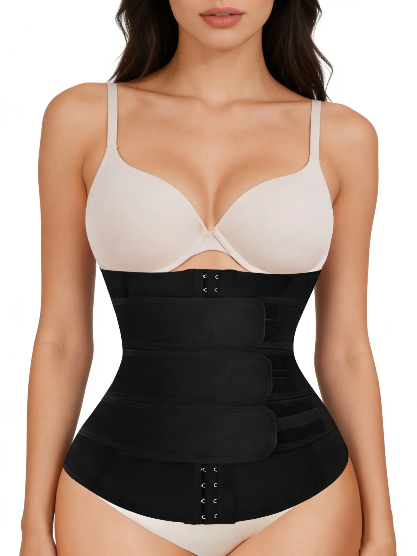 Women's High Elastic Knit Waist Cincher Shapewear Body Shaper Girdles, Adjustable Three-Row Buttons, 9 Steel Bones Support, Dual Pressure Easy Adjust