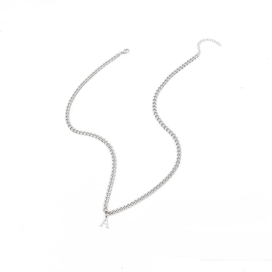 Trendy new 26-letter Cuban necklace Men's initials pendant chain Creative collarbone chain Hip-hop style necklace jewelry, boys' favorite gifts, boyfriend gifts