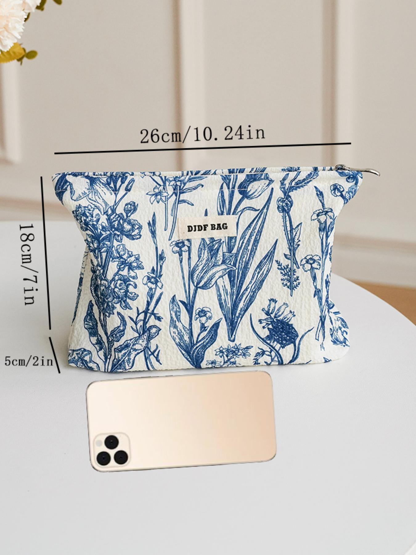 Floral Pattern Makeup Bag, Vanity Bag, Large Capacity Cosmetic Storage Bag, Zipper Makeup Organizer Pouch, Versatile Storage Bag for Travel & Daily Use, Cosmetics Organizer