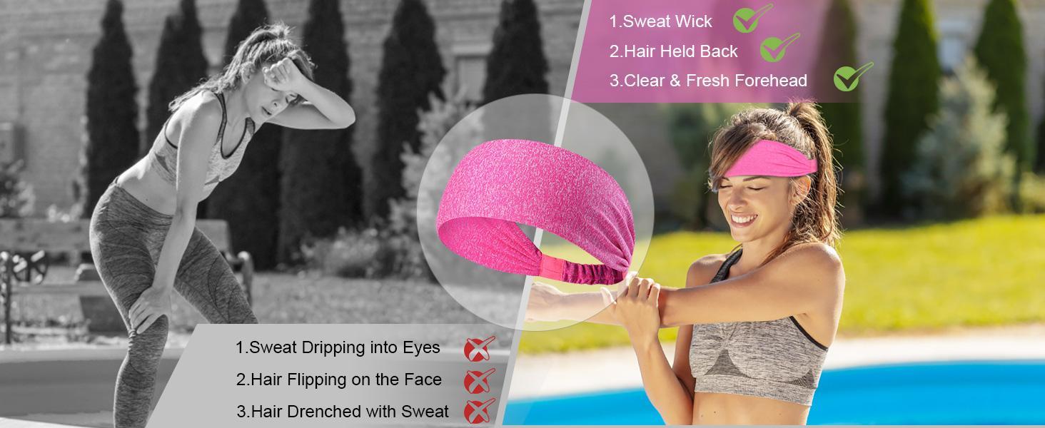 [Mother's Day Gifts]5 Pack Non-Slip Sweat-Wicking Sports Headbands, High Elastic & Comfortable for Yoga Fitness Running, Unisex Design