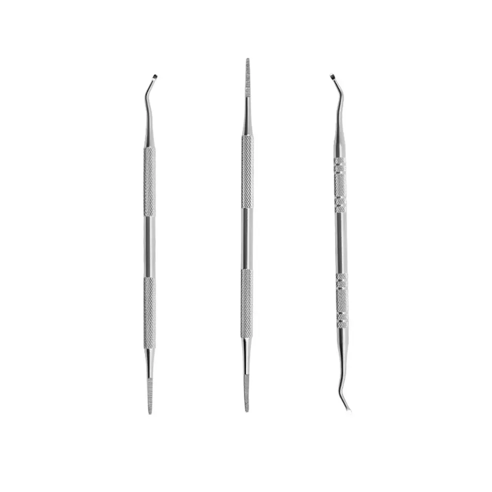 3-Piece Stainless Steel Nail Cleaner Set, Dual-Head Toe Nail Dirt Remover, File & Polish Tool, Manicure Pedicure Kit
