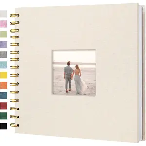 8 x 8 Inch Scrapbook Photo Album Linen Cover 20 Sheets/ 40 Pages, Hardcover Kraft White Pages Memory Book, for Travel Wedding Guest Book Christmas Baby Shower Fits 4x6 & Instant Photos, Beige